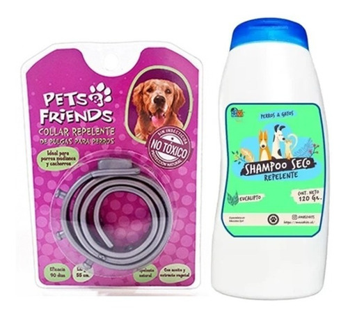 Mini Kit Para Perro Collar Antipulgas +shampoo Repelente