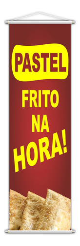 Banner Pastel Frito Banca Comida Serviço Vermelho 100x30cm