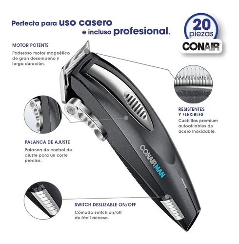 Kit Maquina Cortadora Cabello Barba Hombre Barberia Conair