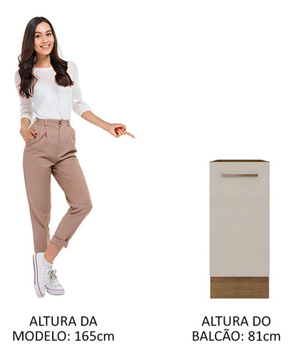 Gabinete Bajo Cocina Madesa Agata 60cm 1 Puerta Sin Encimera Color Marrón/Crema