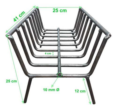 Imagen 2 de 10 de Brasero Leñero Fogonero 25x41x25h Acero 10mm Brasas® Full