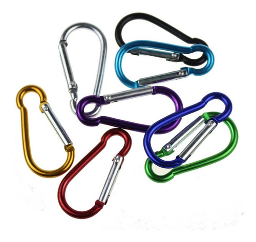50pcs. Mini Mosquetão De Alumínio Cores P/ Camping Chaveiro