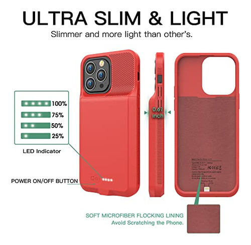 Gin Foxi Funda De Batería Para iPhone 13 Pro Max, Funda De C