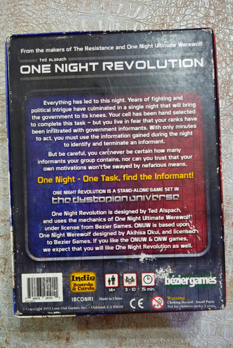 Juego De Mesa One Night Revolution (Usado)