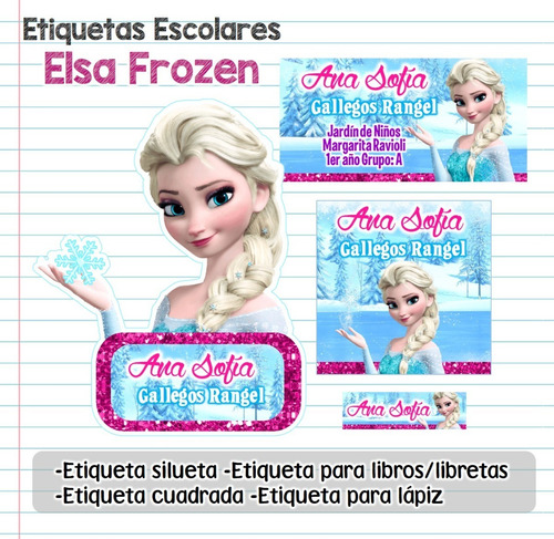 Kit Imprimible Etiquetas Escolares  Elsa Frozen Rk