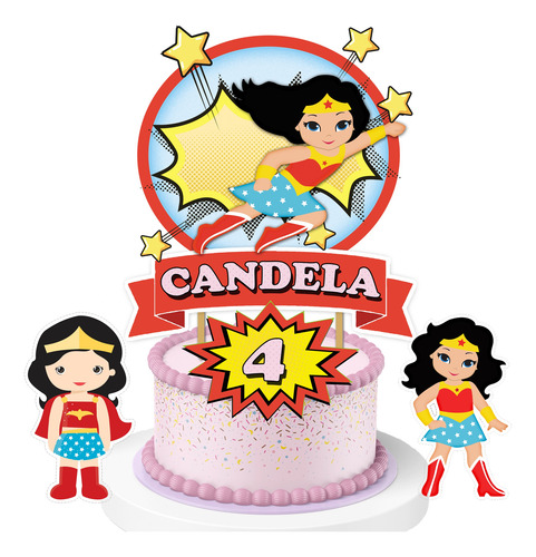 Cake Topper Imprimible Adorno Torta Niña Mujer Maravilla M2