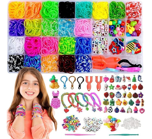 Kit Para Hacer Pulseras De Elástico 23 Colores 1500+ Uds