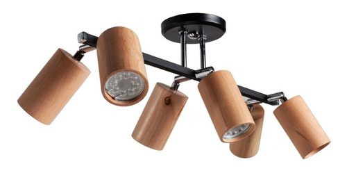 Imagen 6 de 10 de Aplique Plafon 4 Luces Madera - Ng / Bl Movil Apto Led