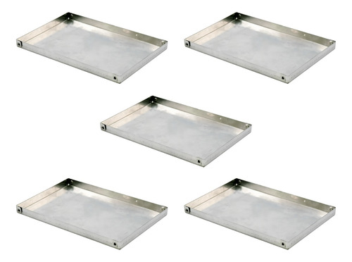 Set X 5 Placa De Aluminio Bandeja  Reforzada 25x35x2 Cm