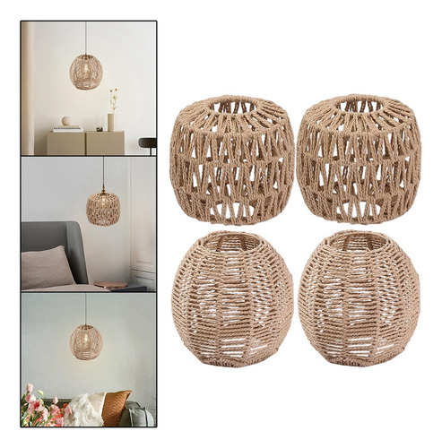 4x Pantallas De Lámpara Colgante Cuerda De Papel Pantalla
