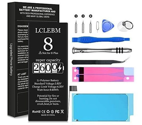 2600mah Batería Para El iPhone 8 Capacidad Lclebm Nuevo 0 C