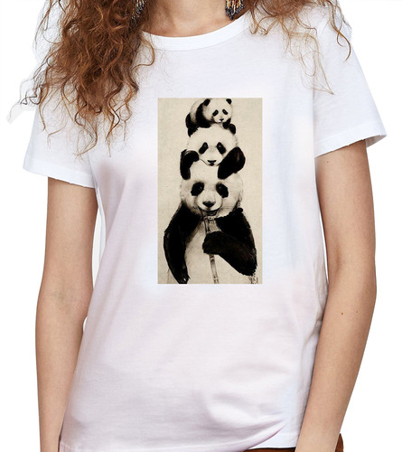 Camiseta Dama Estampada osos Panda Mama