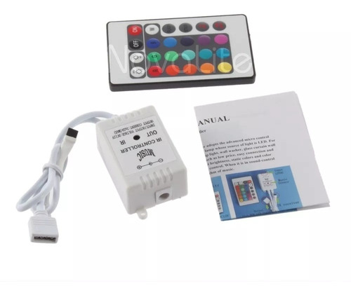 Kit Controlador Tira Led Rgb Audioritmico Musical  - Con Remoto Ir 24btn - 12v A 24v Multicolor