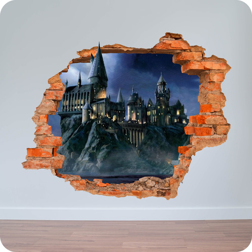 Vinilos Pared Rota 3d Harry Potter Hogwarts 100x100