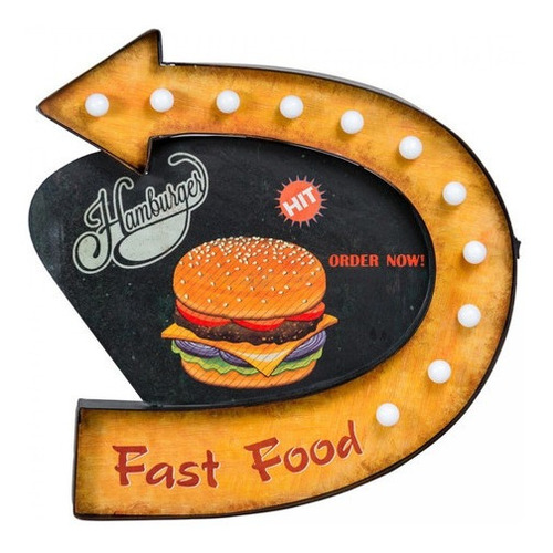 Placa Led Fast Food Decorativa Bighouse