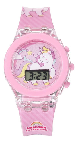 Reloj Digital Niña Unicornio Rosado Kawaii Con Luz + Regalo