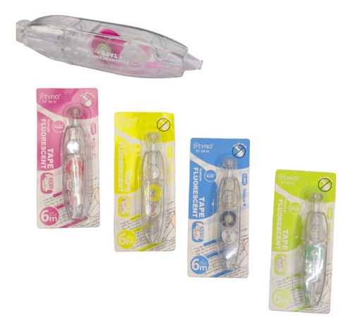 Kit 4 Resaltadores Retráctiles Tape Marcatextos En Cinta Mixto