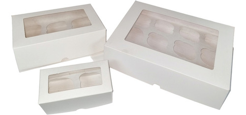 Pack 10 Cajas Autoarmable 2 Cupcake Cartulina C/visor +cuna