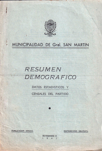 Partido De San Martín: Demografía, Estadística, Censos, 1941