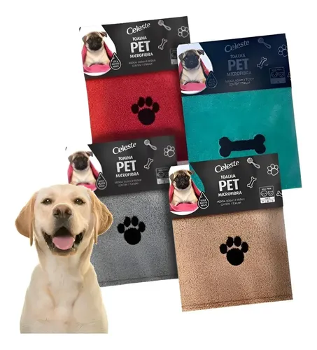 Toalha Pet Para Banho Cães E Gatos Microfibra Secagem Alta Cor Ce...