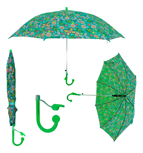 Paraguas Infantil 8 Varillas Lluvia Con Silbato