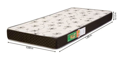 Colchão Espuma Solteiro 0,88x1,88 D20 Polar Branco / Preto