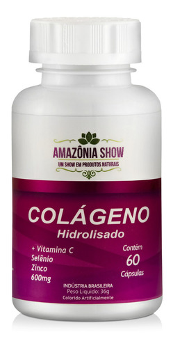 Colágeno Com Vitaminas Amazônia Show 60 Capsulas De 600 Mg