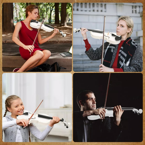 Violin Acustico 4/4 Profesional Con Estuche Y arco Y accesorios Color Blanco