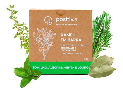 Shampoo Vegetal Em Barra De Tomilho Alecrim Menta E Louro Positiv.a 90g