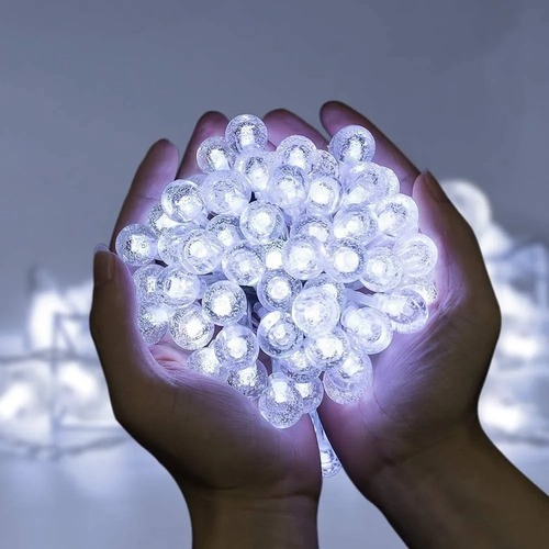 Imagen 6 de 9 de Luces Guirnalda 50 Led Bolita Cristal 5 Metros A Pila Frío.*