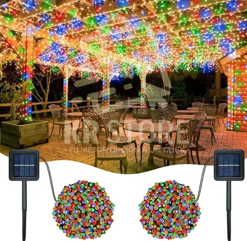 Pack 2 Luces Solar Guirnalda 300 Led 30 Metros Navidad 