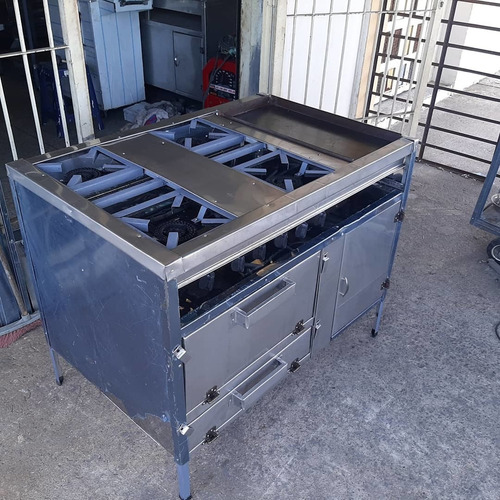 Cocina Industrial De 4 Hornilla Plancha Y Horno