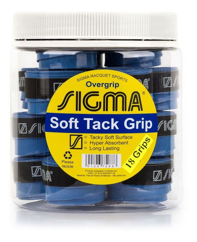 Overgrip Sigma Soft Tack - Pote Com 18 Unidades Azul