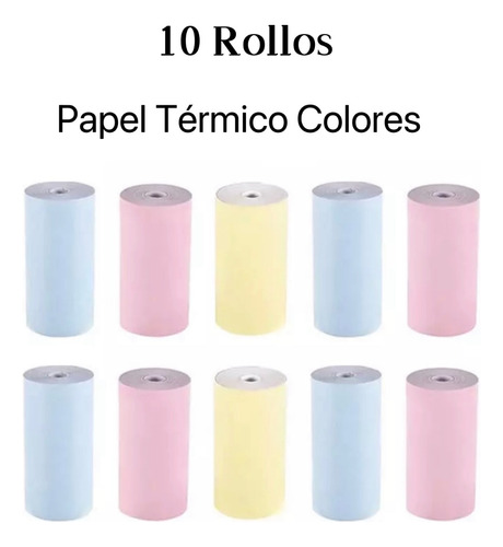 Papel Térmico Colores X10u Para Mini Impresoras 57mm X 5,5m