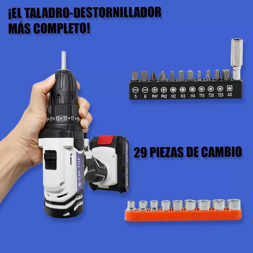Taladro Eléctrico Inalámbrico Portátil Con Bateria 21v Blanco 50-60hz