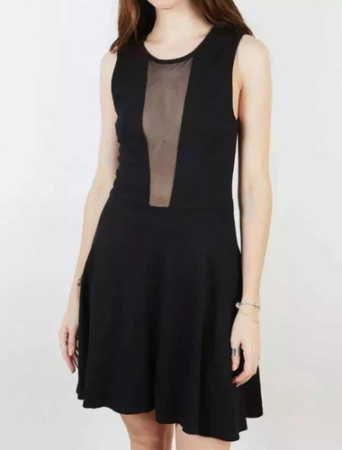 Vestido Complot Negro Con Transparencia Talle M