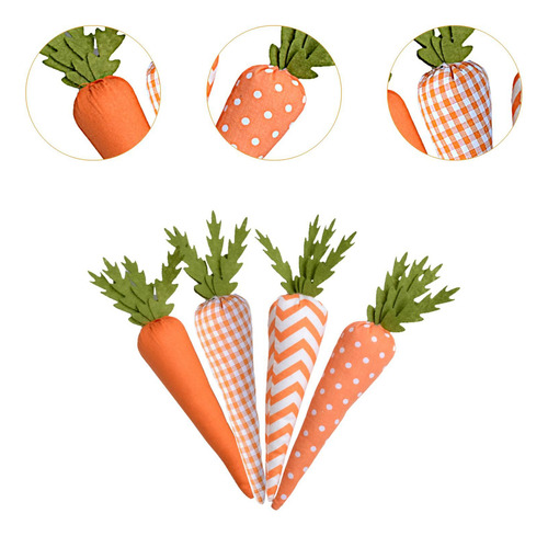 4x Adornos De Zanahoria De Pascua Decoración Serie Naranja