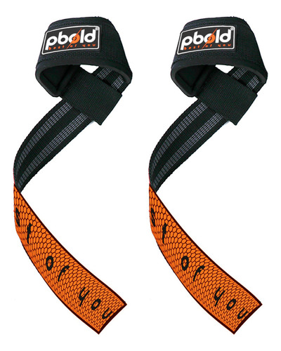 Correas Para Levantamiento Straps Muñequeras Vendas Deportivas Gym Crossfit Powerlifting Pesas Barras Mancuernas Gimnasio Entrenamiento Ejercicio Fitness Pbold Naranja