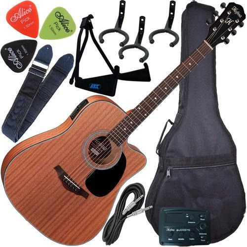 Kit Violão Eletroacústico Completo Hmf250 Hofma 3 Suporte