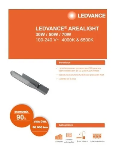 Luminaria Led Alumbrado Publico Arealight 70w Ledvance Osram