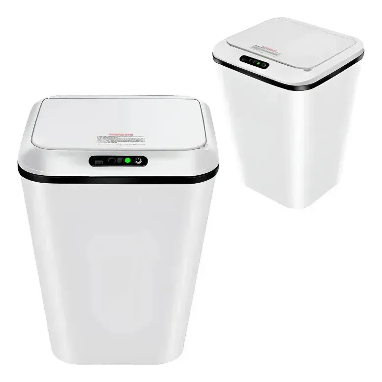 Sensor Infravermelho Automático Lixeira Retangular 16L USB Branco