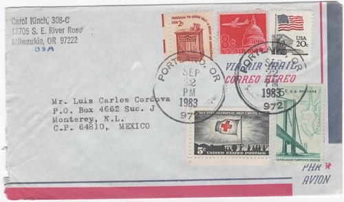 Estados Unidos Sobre A México 1986 Cruz Roja Capitolio