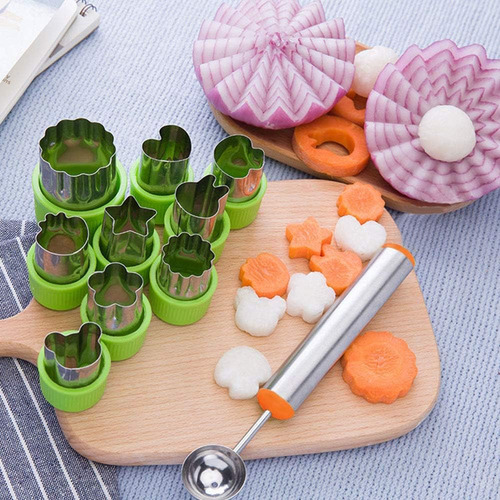 Juego De 12 Moldes Para Cortar Frutas Y Verduras Con Cuchara