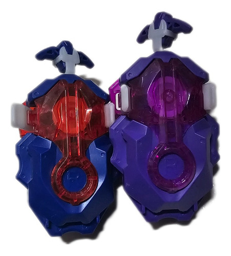 Set 2x1 Beyblade Burst Lanzador De Cuerda Battle Dynamite Color Violeta Y Azul