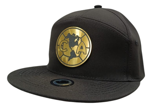 Gorra Plana Con Placa Premium 7 Gajos Negro America Ajustable