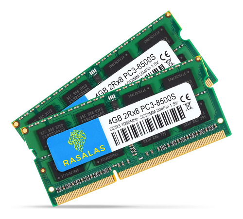 Kit Rasalas 8 Gb (2 X 4 Gb) Pcddrmhz 1067 Mhz 8500s Sodimm