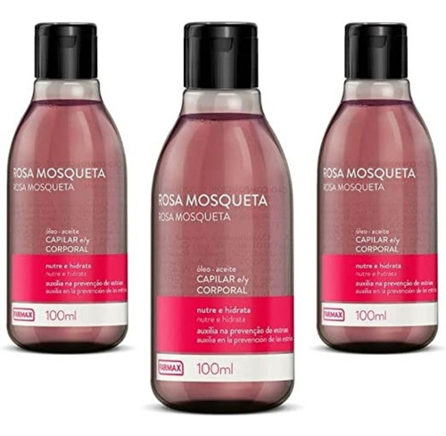 3 Un Óleo De Rosa Mosqueta 100% Puro 100ml