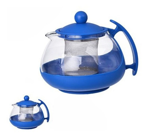 Chaleira De Vidro Bule Com Infusor Aço Jarra 750 Ml Até 120º Cor Azul