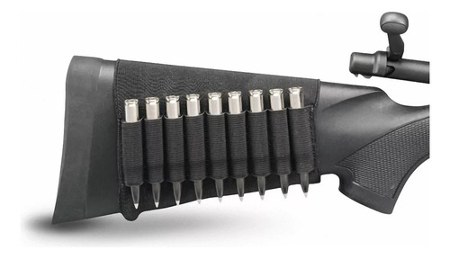 Cartuchera Porta Cartuchos Municion Rifle Culata Elastica Negro