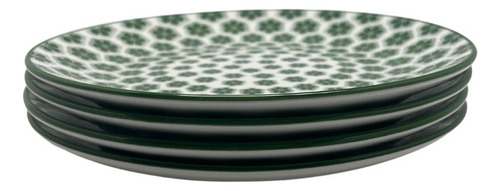Vajilla 16 Piezas Cerámica Elegante Royal Haus Resistente Color Verde Flor